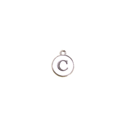 ENAMEL WHITE / SILVER INITIAL CHARM
