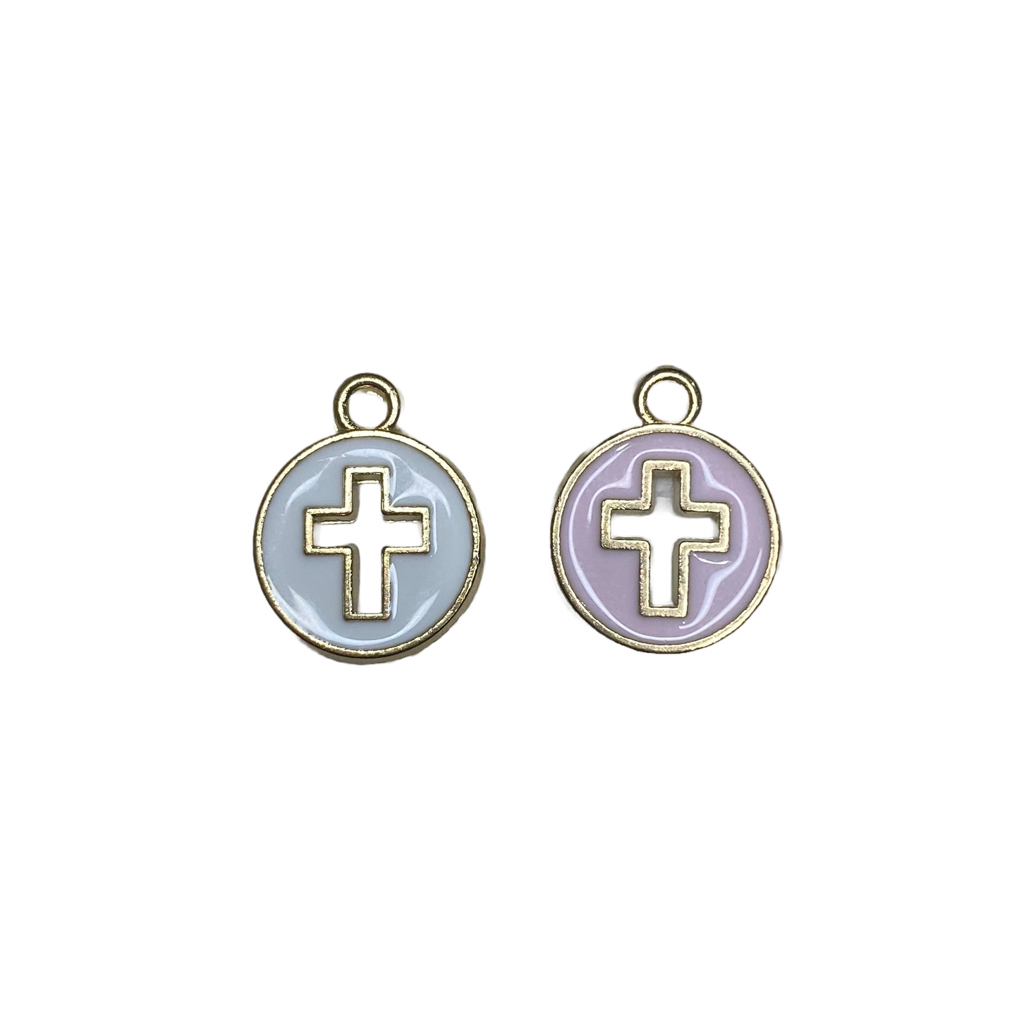 ROUND ENAMEL CROSS CHARM