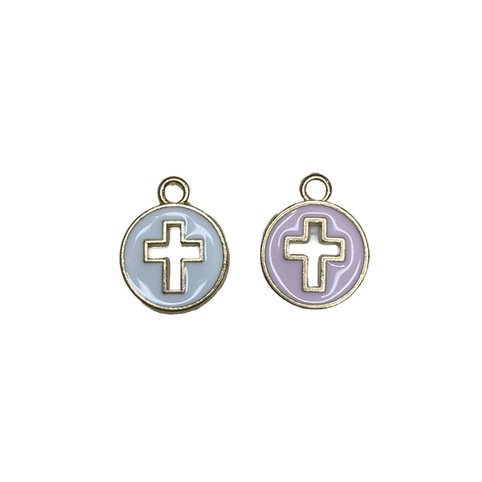 ROUND ENAMEL CROSS CHARM