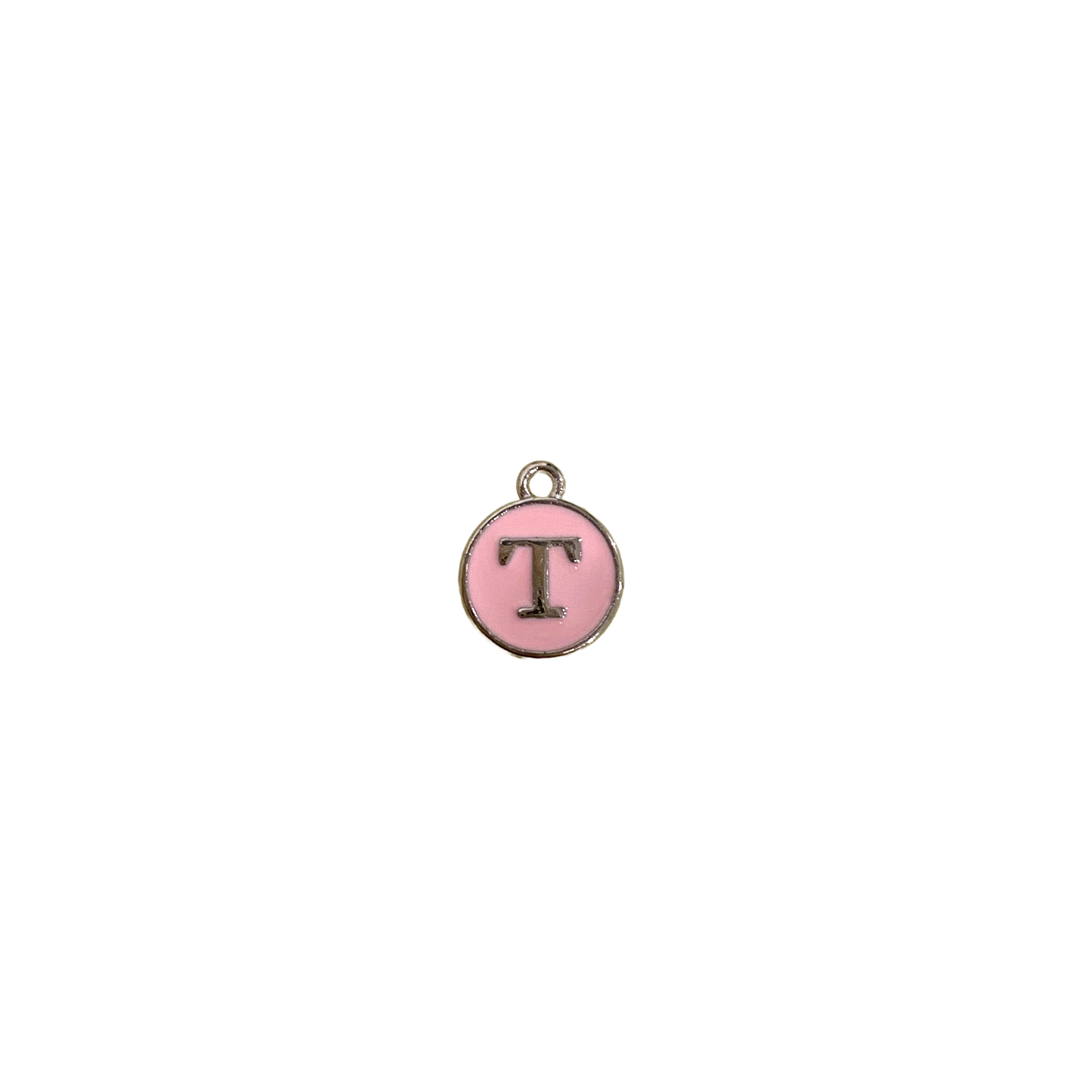 ENAMEL PINK / SILVER INITIAL CHARM
