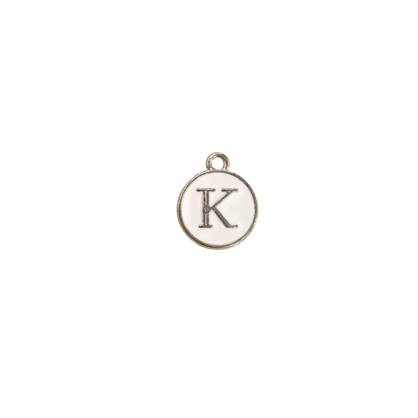 ENAMEL WHITE / SILVER INITIAL CHARM