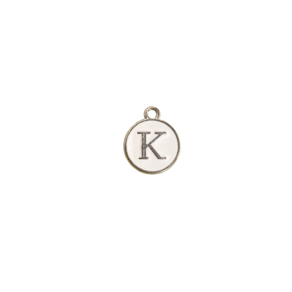 ENAMEL WHITE / SILVER INITIAL CHARM