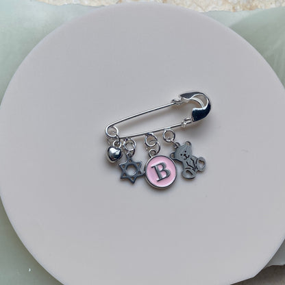 ENAMEL PINK / SILVER INITIAL CHARM